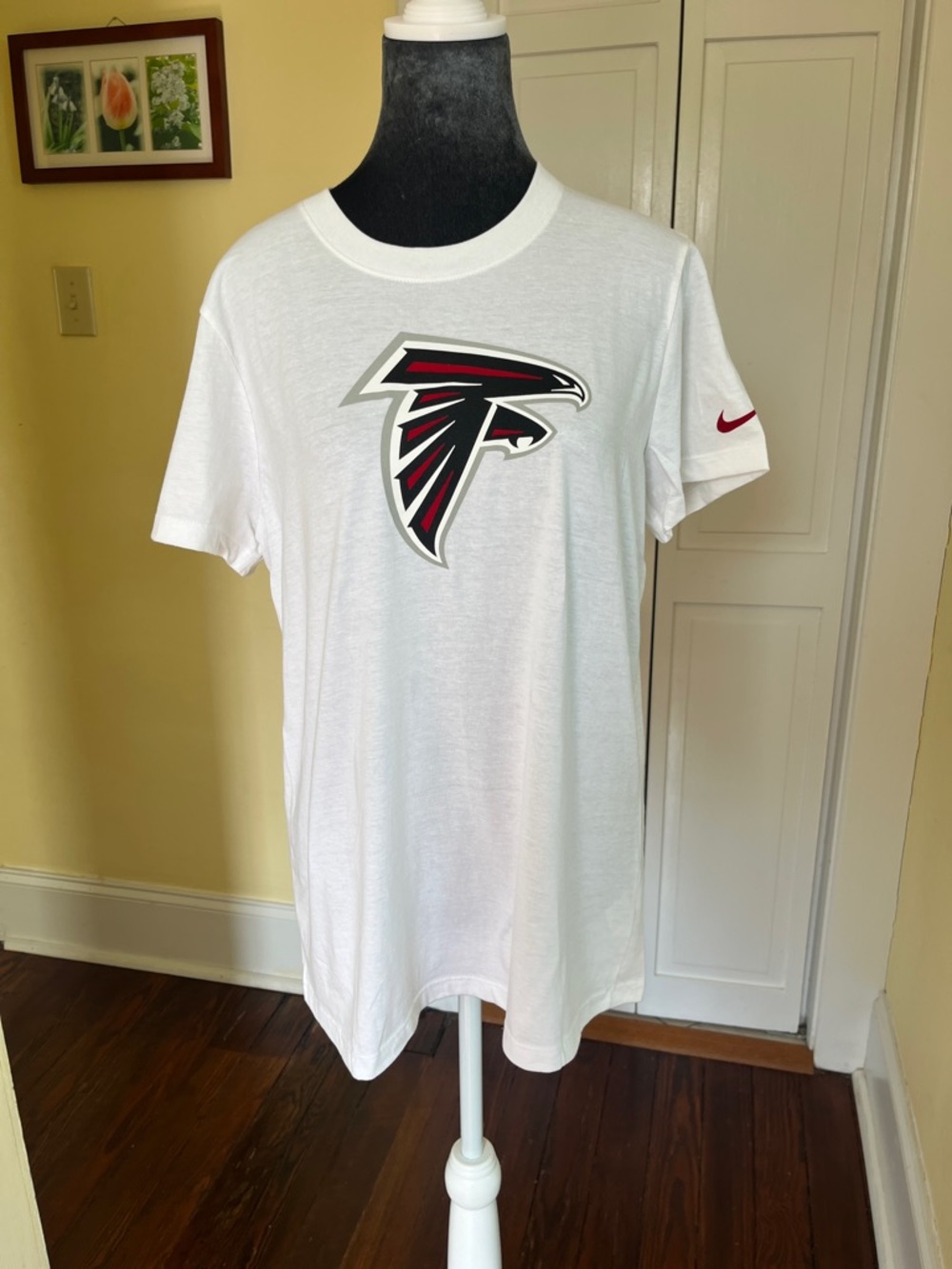 Nike White Atlanta Falcons Logo Tee with Red & Black Accents